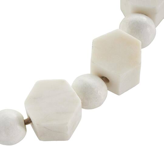 42" White with Brown Jute Knotted Marble Handmade Hexagon Beaded Garland